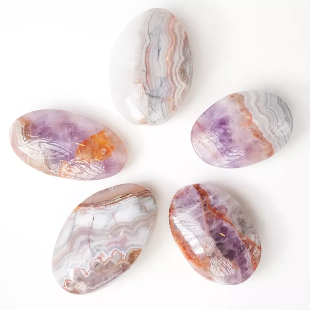 Kristall Ametist Agat Worry Stone