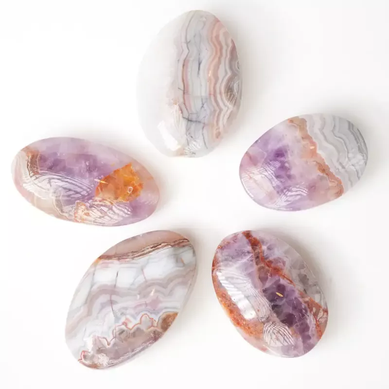 Kristall Ametist Agat Worry Stone