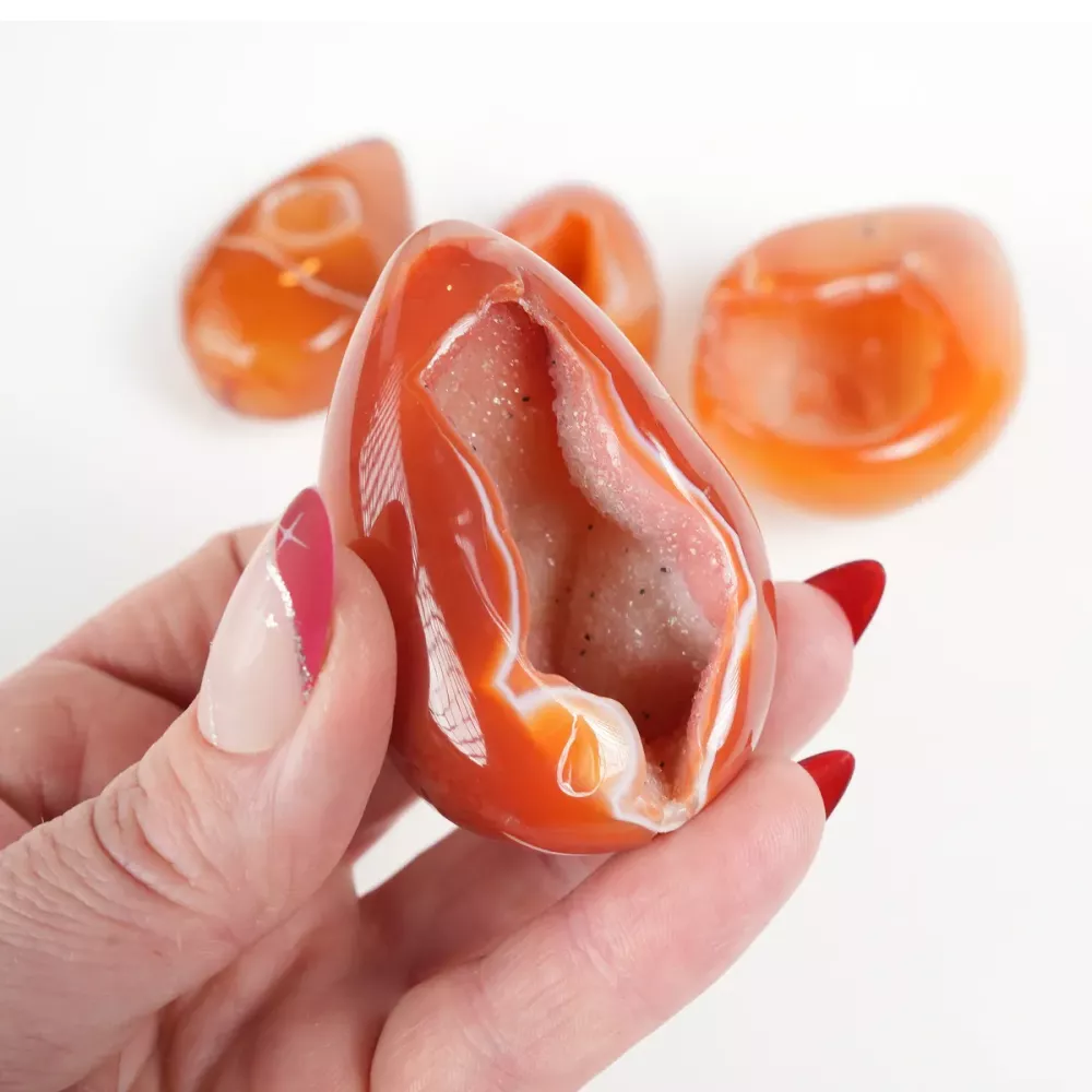 Krystall Rød Agate Geode
