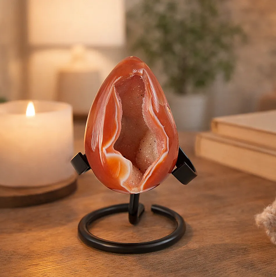 Krystall Rød Agate Geode