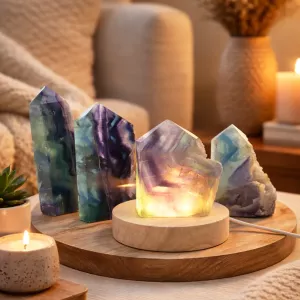 Kristall Regnbågsfluorit Torn