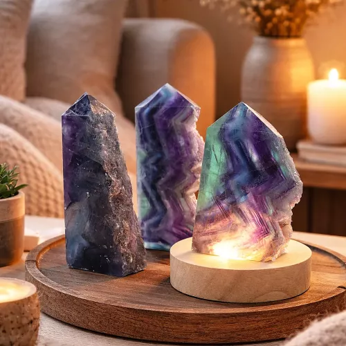 Kristall Regnbågsfluorit Torn