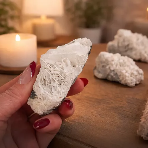 Kristall Vit Ros Kalcit