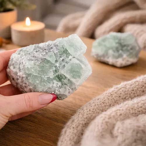 Kristall Grön Fluorit Sugar Kluster