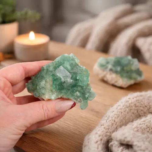 Kristall Grön Fluorit Kluster