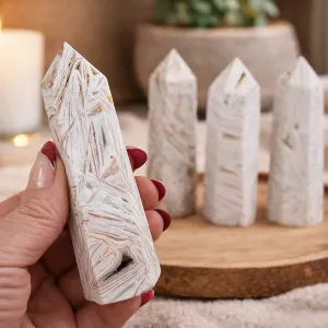 Kristall Mexikansk Vit Agat Torn