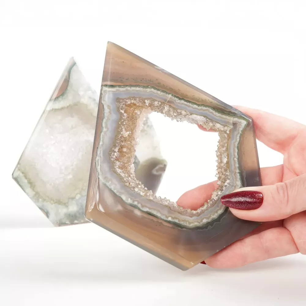 Krystall Grå Sardonyx Geode