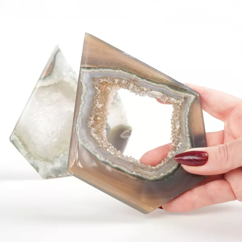 Krystall Grå Sardonyx Geode