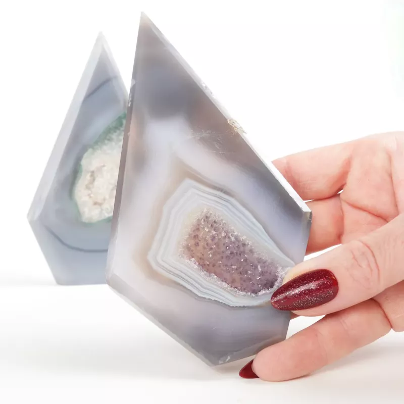 Krystall Grå Sardonyx Geode