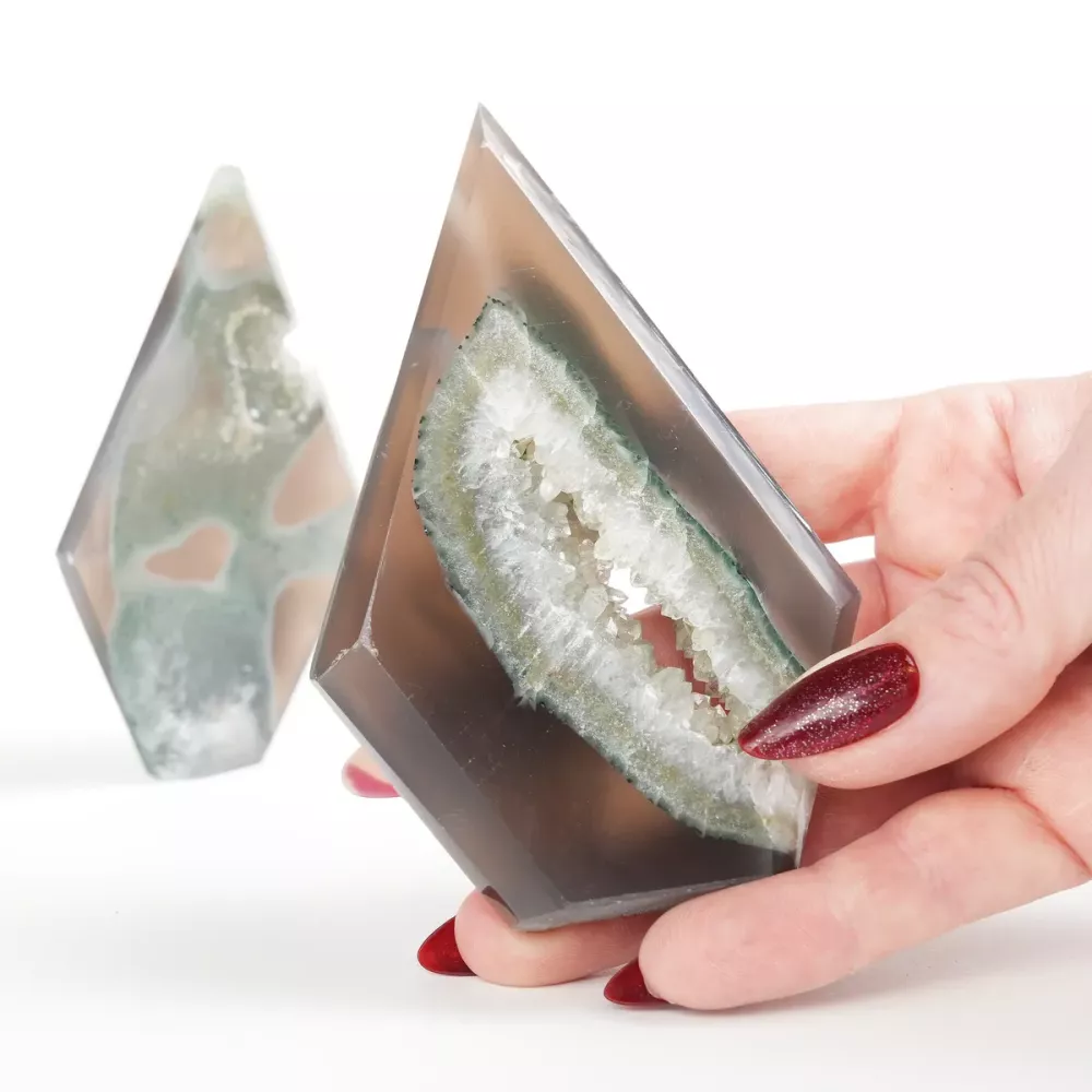 Krystall Grå Sardonyx Geode