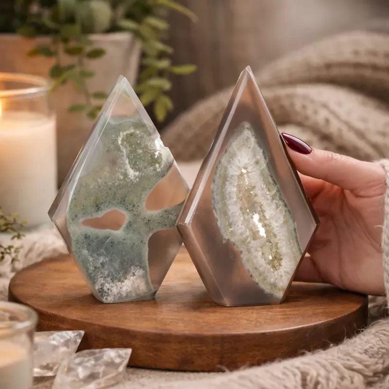 Krystall Grå Sardonyx Geode