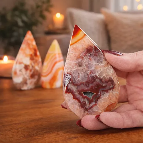 Kristall Röd Blomster Agat Droppe