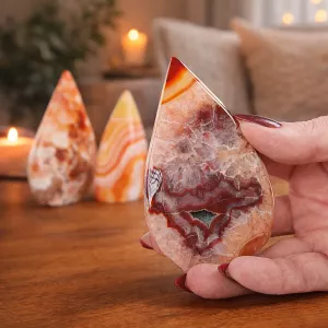 Krystall Rød Blomster Agate Dråpe