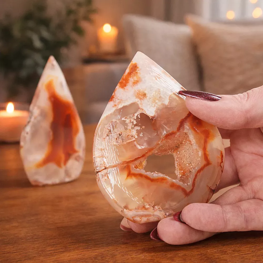 Krystall Rød Blomster Agate Dråpe
