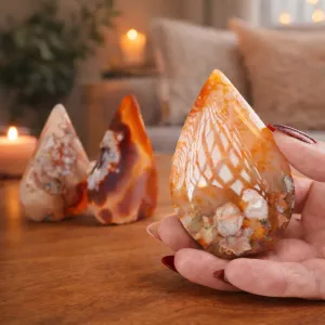 Kristall Röd Blomster Agat Droppe