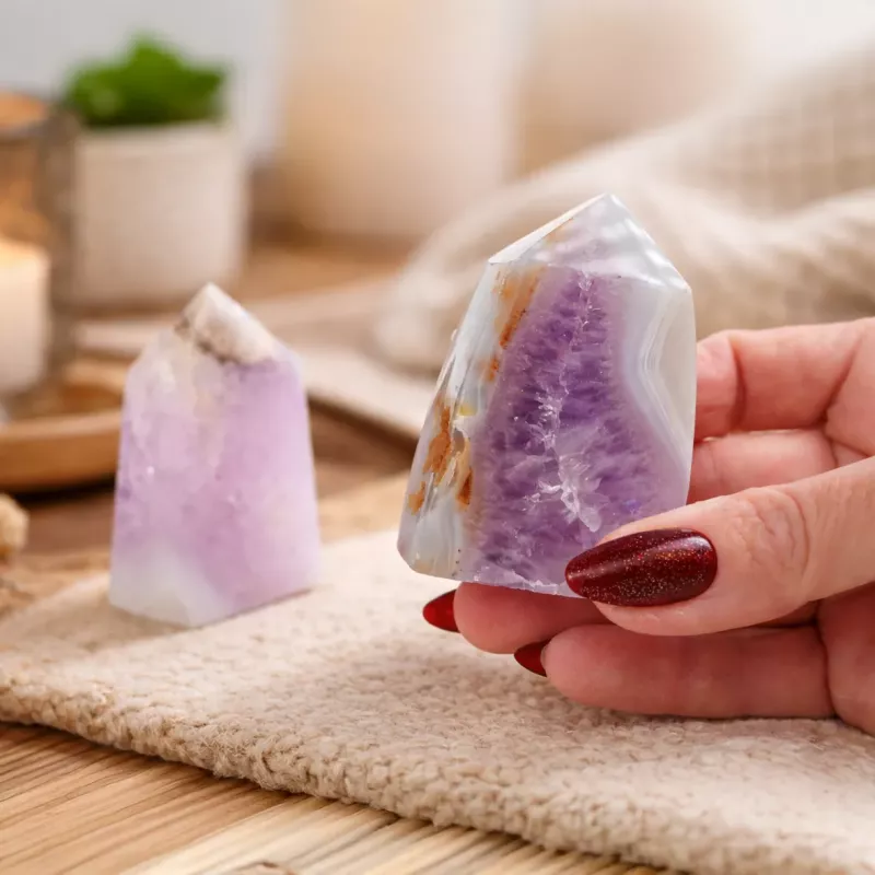 Krystall Ametyst Agate Kluster Tårn