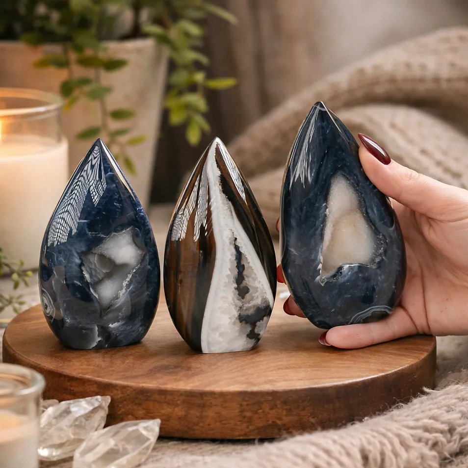 Krystall Sort Agate Geode Dråpe