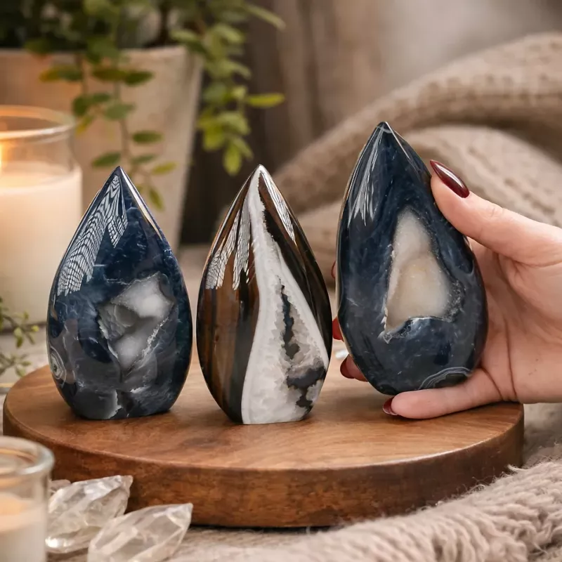 Krystall Sort Agate Geode Dråpe