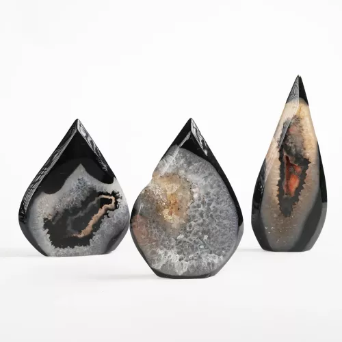 Kristall Svart Agat Geod Droppe