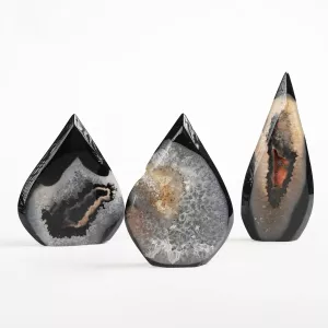 Kristall Svart Agat Geod Droppe