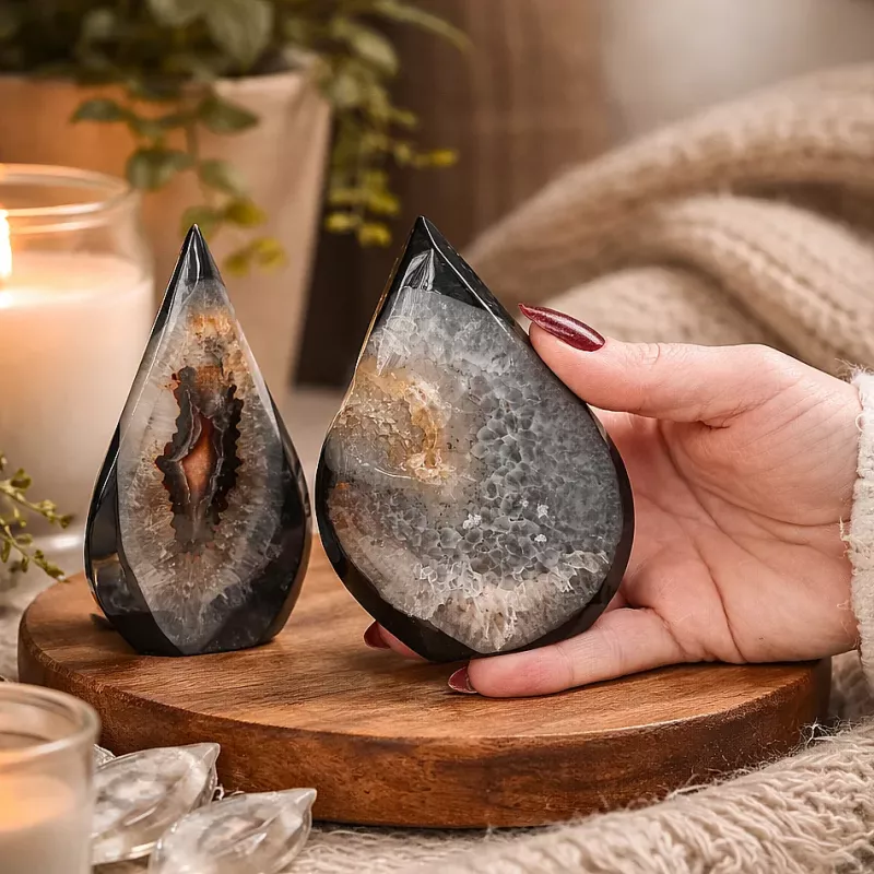 Krystall Sort Agate Geode Dråpe