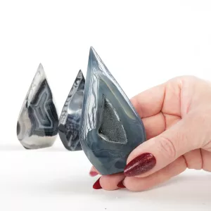 Kristall Svart Agat Geod Droppe