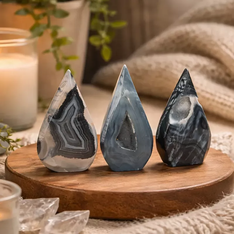 Krystall Sort Agate Geode Dråpe