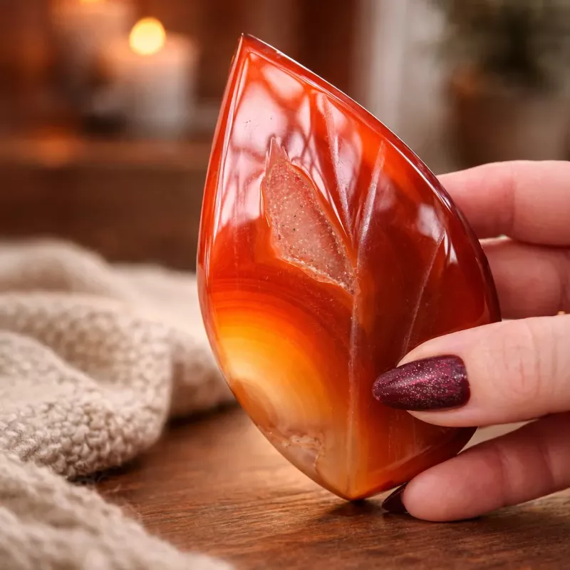 Krystall Rød Agate Geode Dråpe