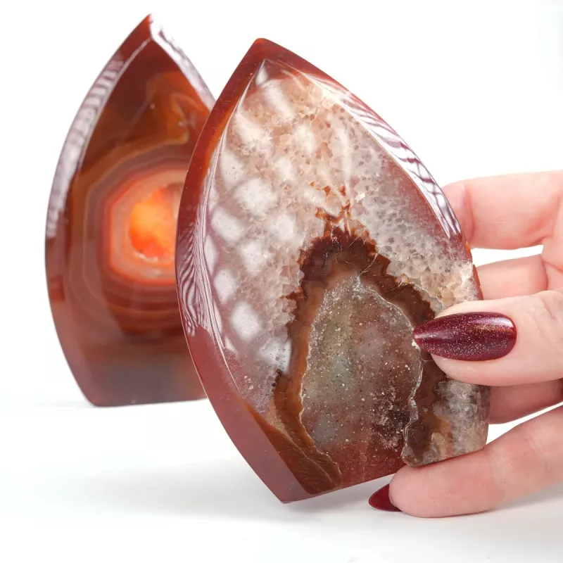 Krystall Rød Agate Geode Dråpe