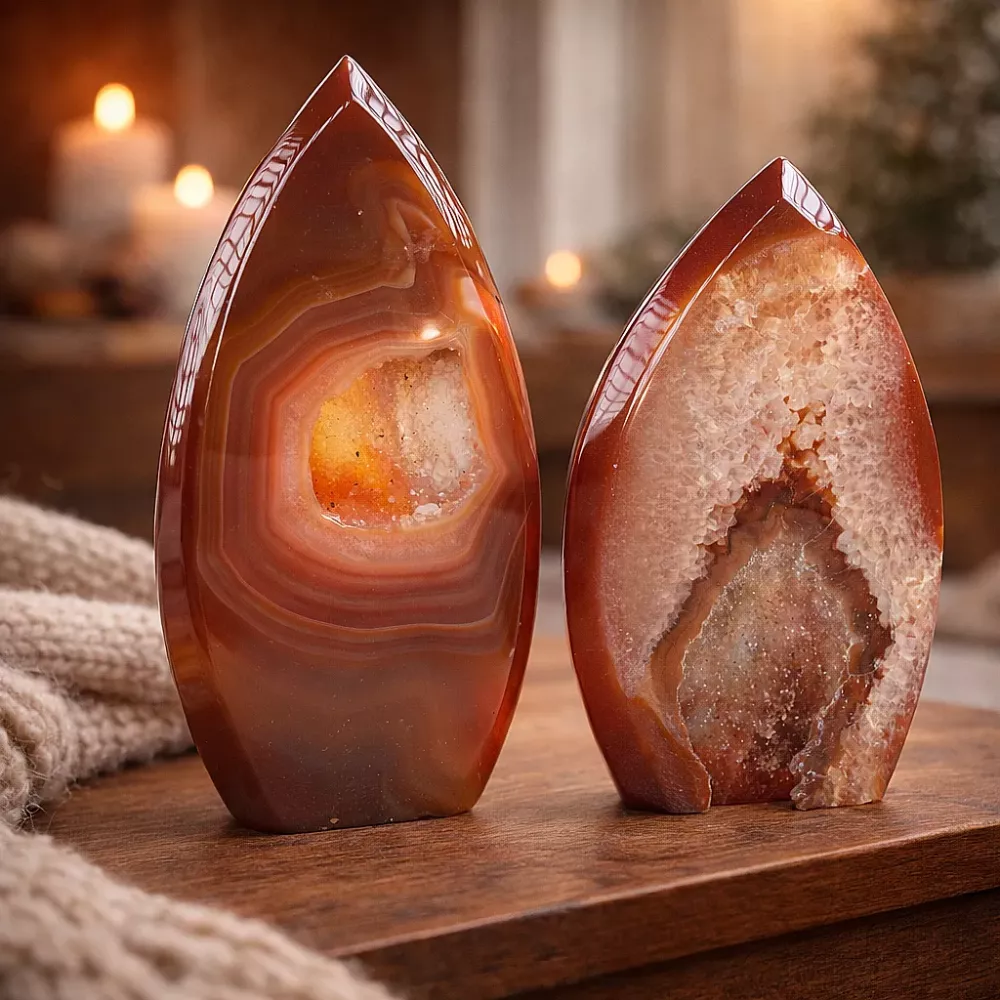 Krystall Rød Agate Geode Dråpe