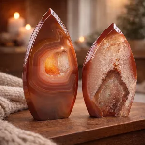 Krystall Rød Agate Geode Dråpe