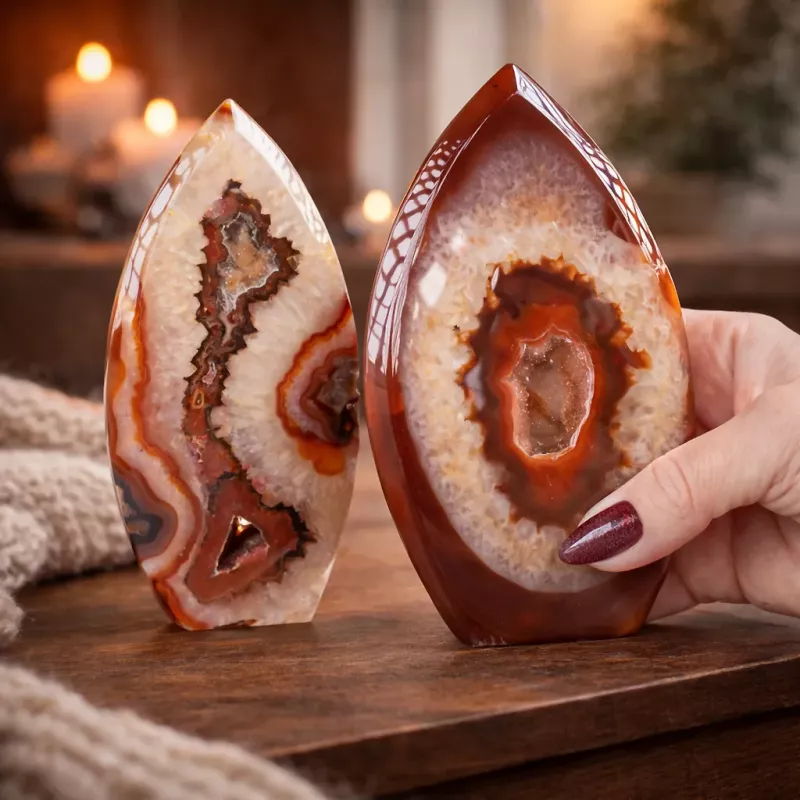 Krystall Rød Agate Geode Dråpe