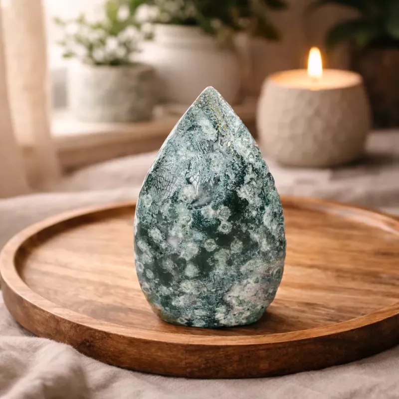 Krystall Mossagate Dråpe