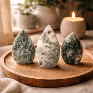 Krystall Mossagate Dråpe