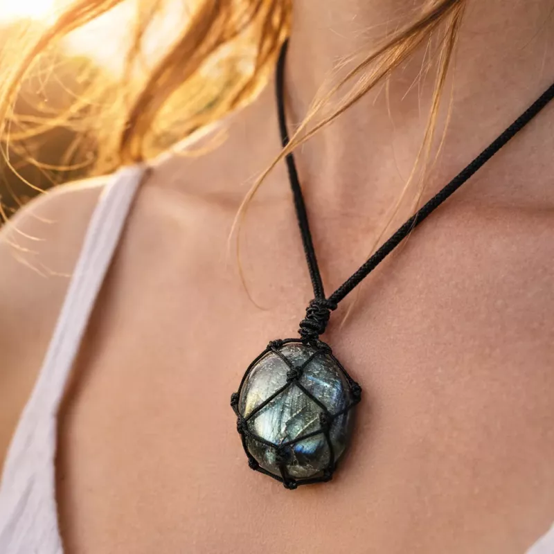 Kristall Halsband Labradorit