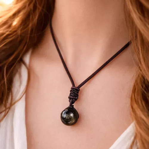 Kristall Halsband Obsidian