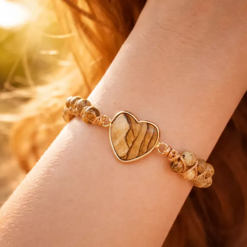 Kristall Armband Landskapsjaspis