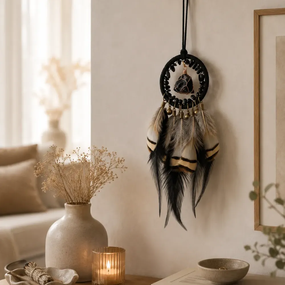 Kristall Obsidian Drömfångare