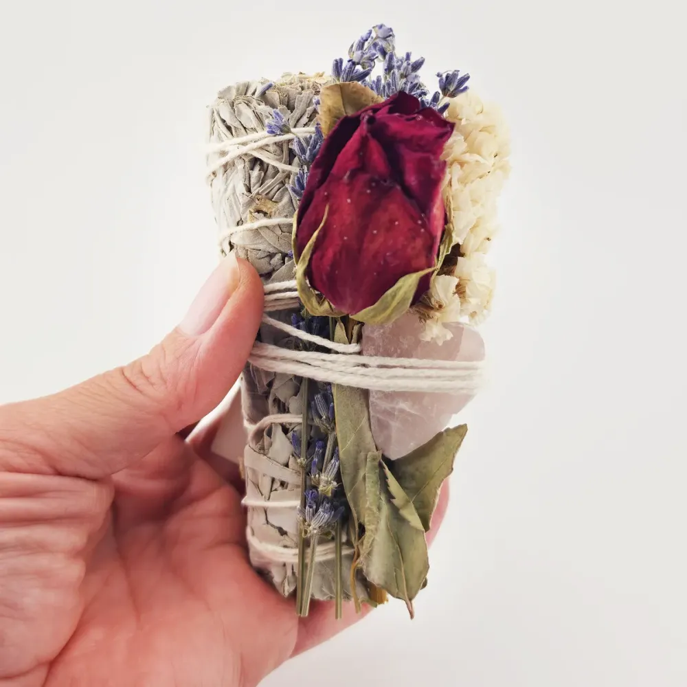 Smudge Salvia Rå Rosenkvarts