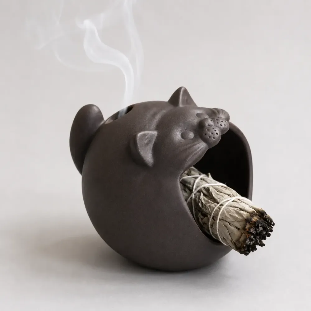 Røkelseholder Smudging Skål Katt