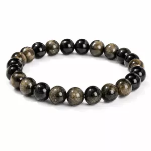 Armbånd Obsidian Gull
