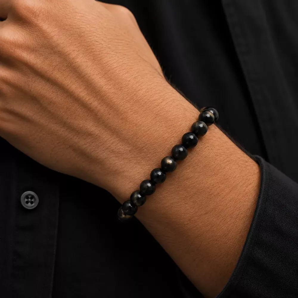 Armbånd Obsidian Gull