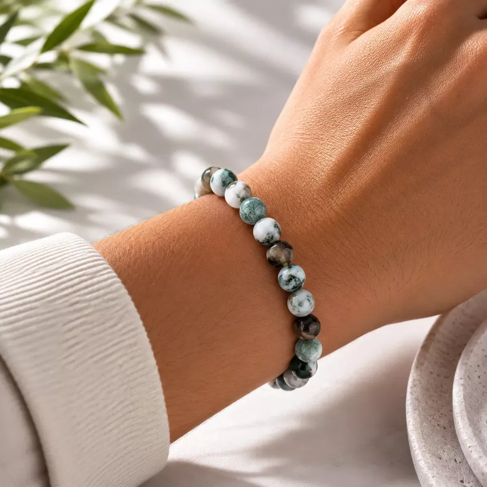 Armbånd Moss Agate