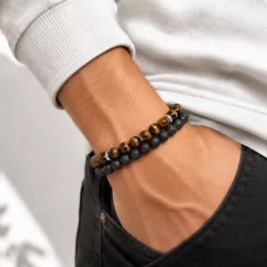 Armbånd Lavastein & Tigerøye