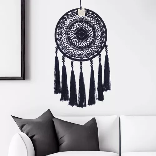 Drömfångare Virkad Tassels Svart