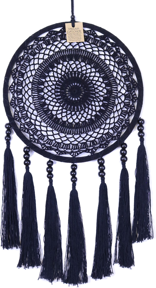 Drømmefanger Heklet Tassels Sort
