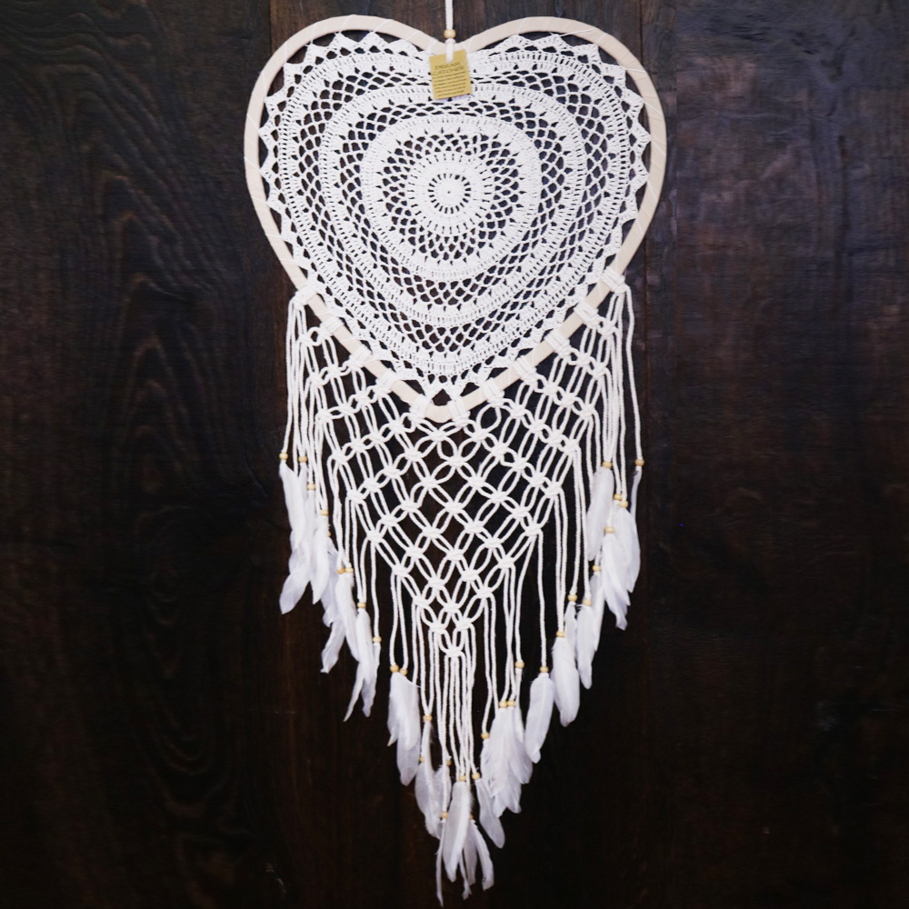 Drømmefanger Heklet Hjerte Makrame