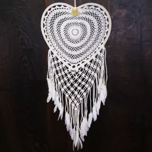 Drømmefanger Heklet Hjerte Makrame