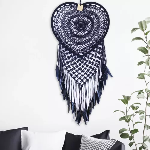 Drömfångare Virkad Hjärta Svart