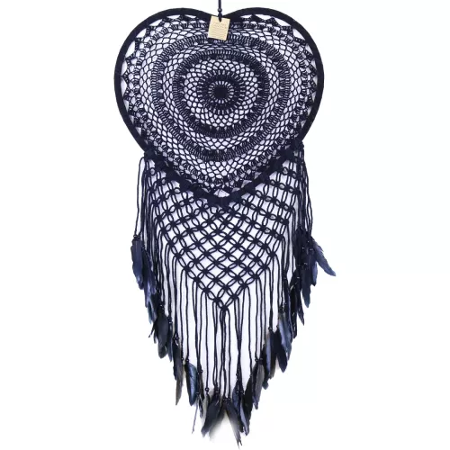 Drömfångare Virkad Hjärta Svart